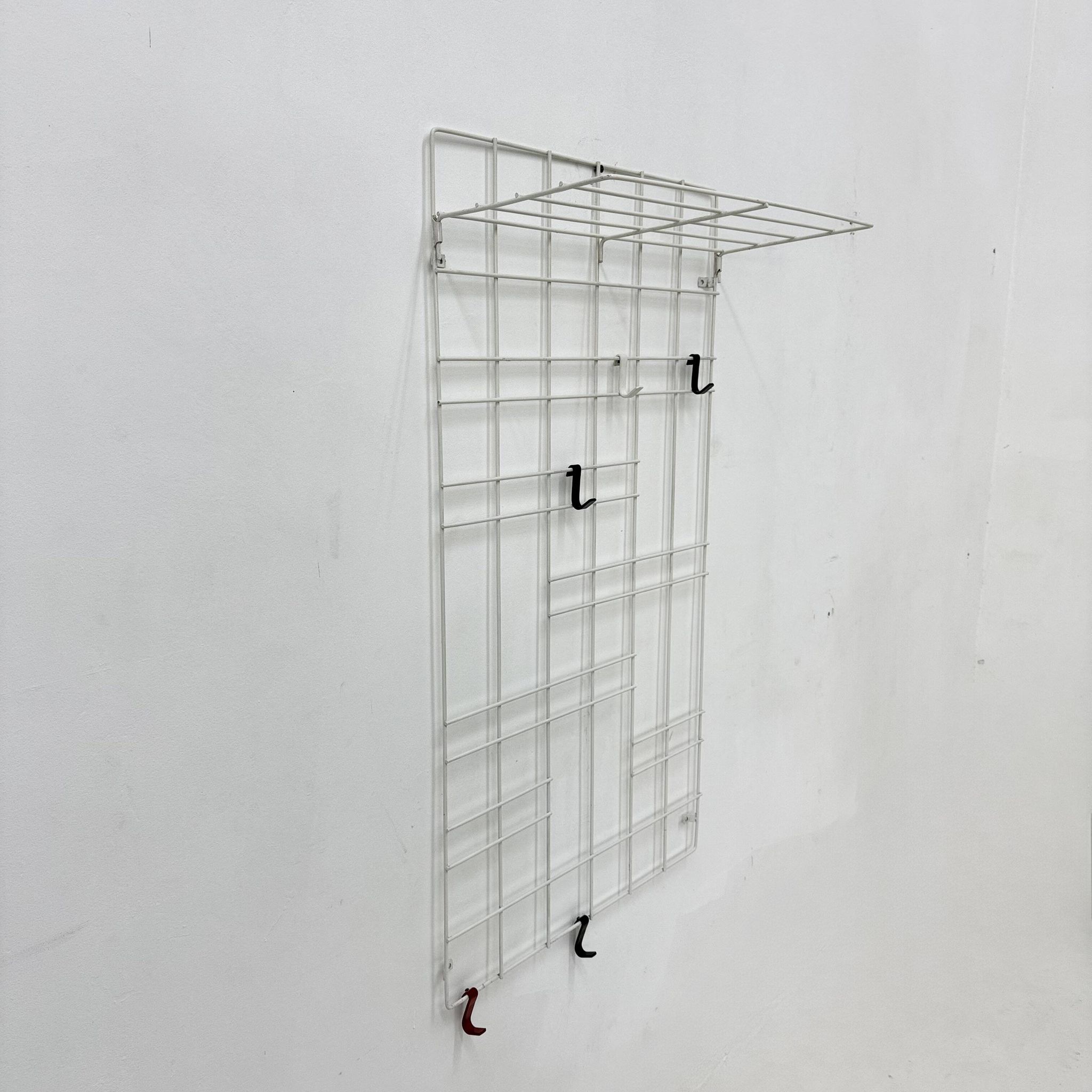 Vintage wire metal wall coat rack , 1960s