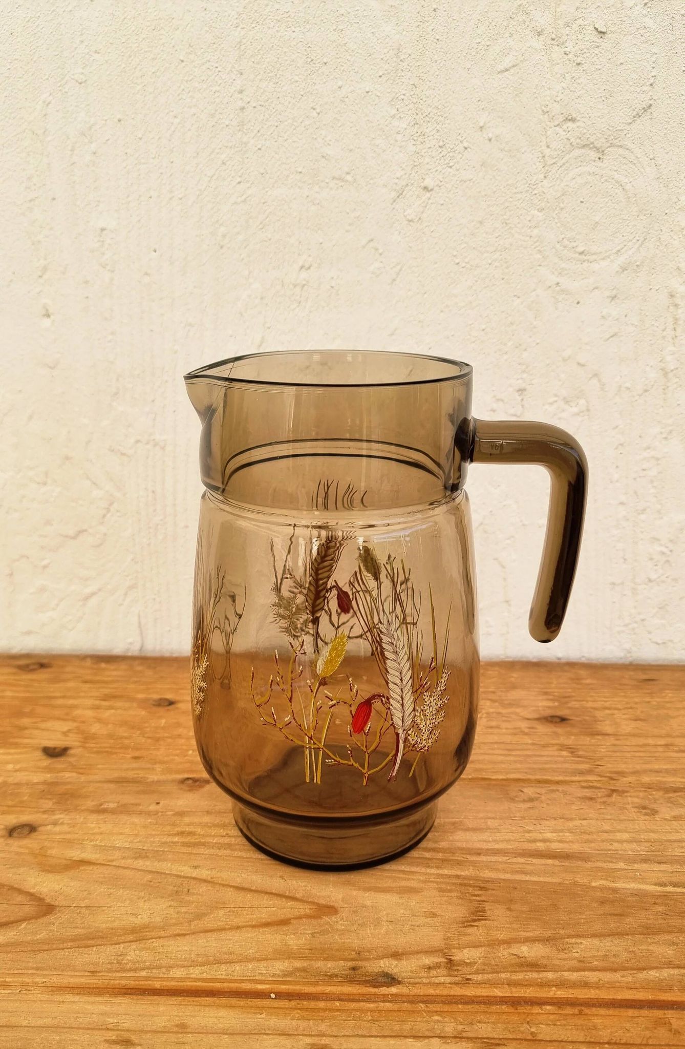 Vintage orangeade service J.G. Durand Tivoli in smoked glass, 7 pieces.