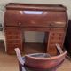 Beautiful vintage 20th-century American cylinder desk and its chair.