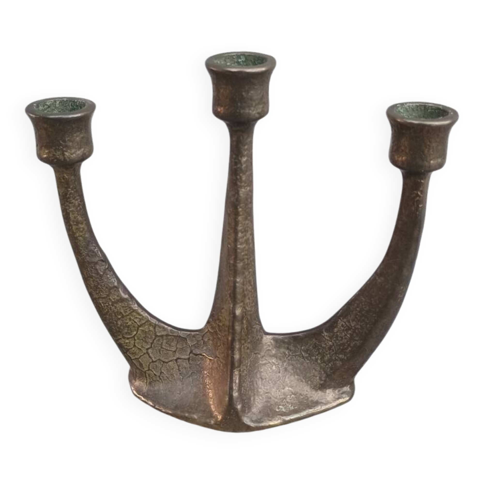 Brutalist bronze chandelier by Horst Dalbeck, Germany, Gilde Handwerk, 1970.