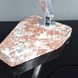 Large Desk Lamp, Chrome, Aluminum and Marble, Modernist Art Deco