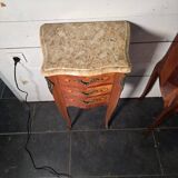 Louis XV style curved bedside table in marquetry