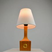 Lampe de table, teck et laiton, années 1960, Suède