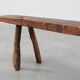 French Primitive Farmhouse Bench with Splayed Legs, 19th Century