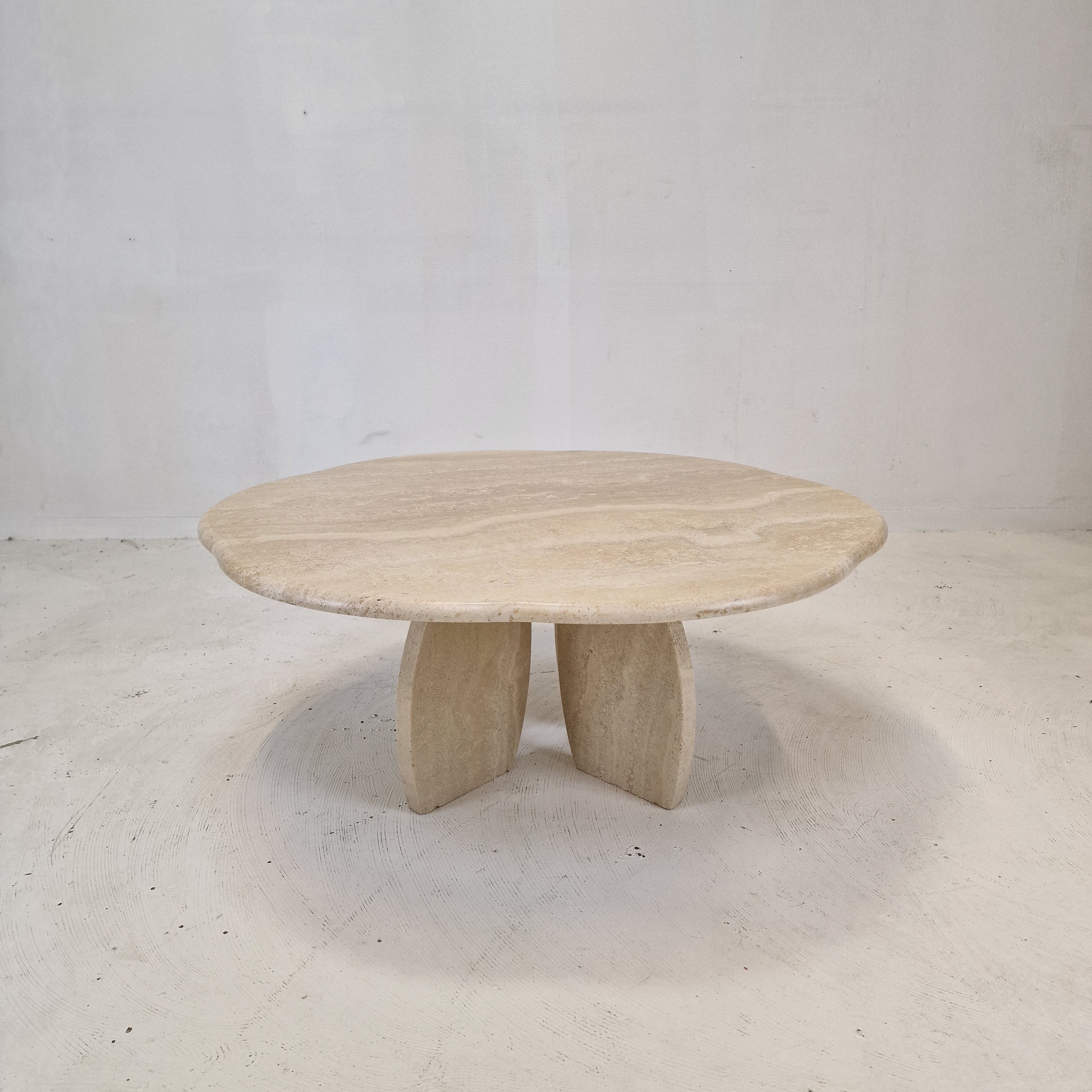 Italian travertine coffee table, 1980s