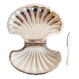 70s chrome metal shell butter dish