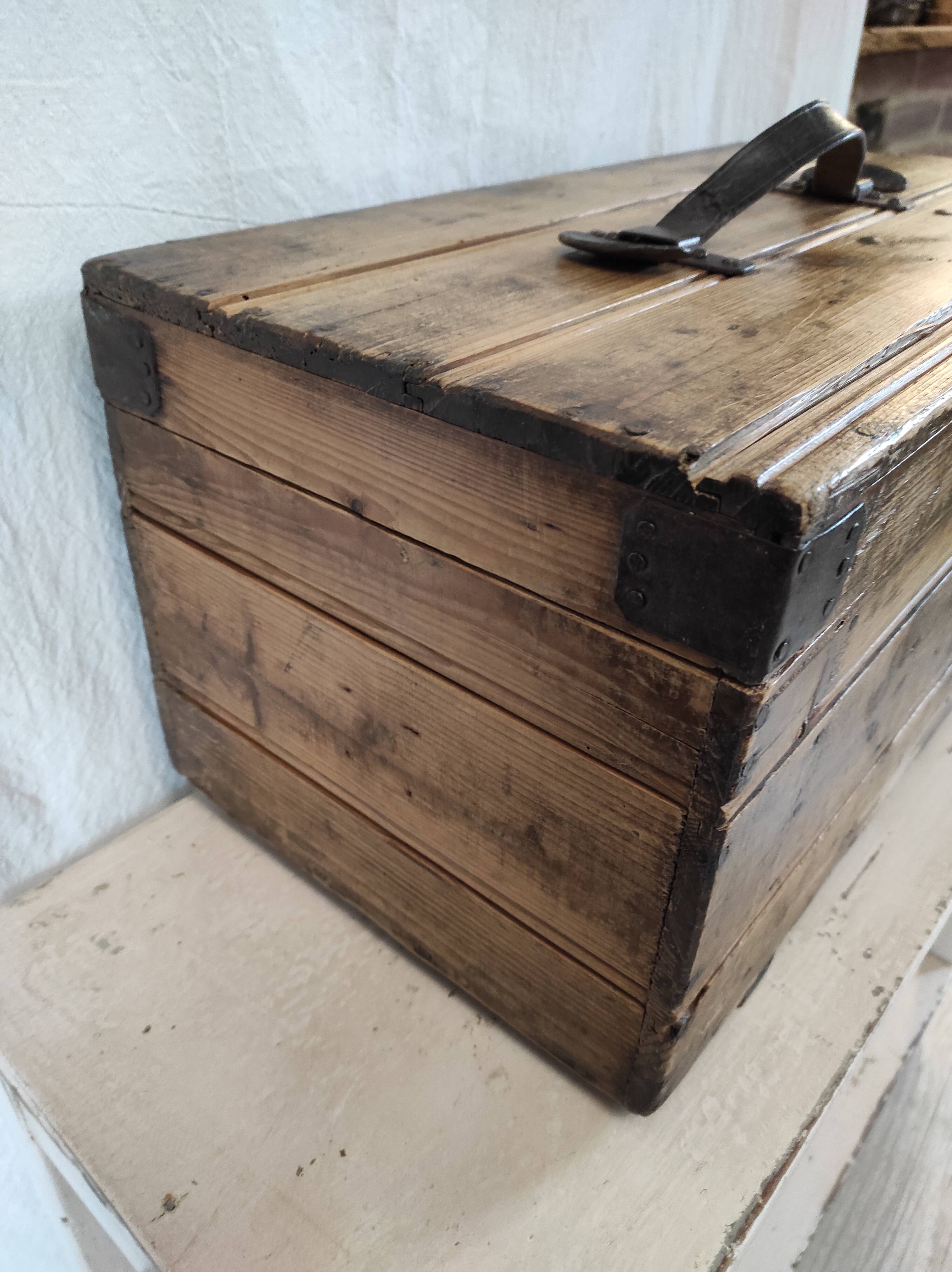 Old wooden workshop box