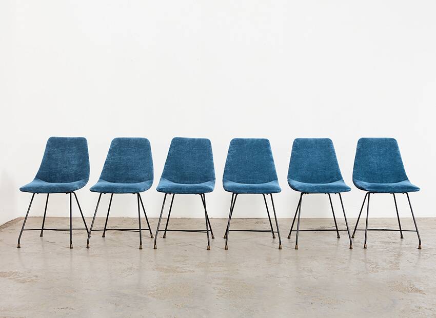 Augusto Bozzi Set of 6 Aster Dining Chairs for Saporiti Italy 1950s