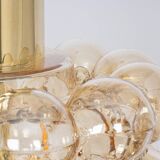 Large amber bubble glass pendant by Helena Tynell for Limburg, Germany, 1970s.