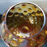 Vase calice en verre ambrée années 50/60