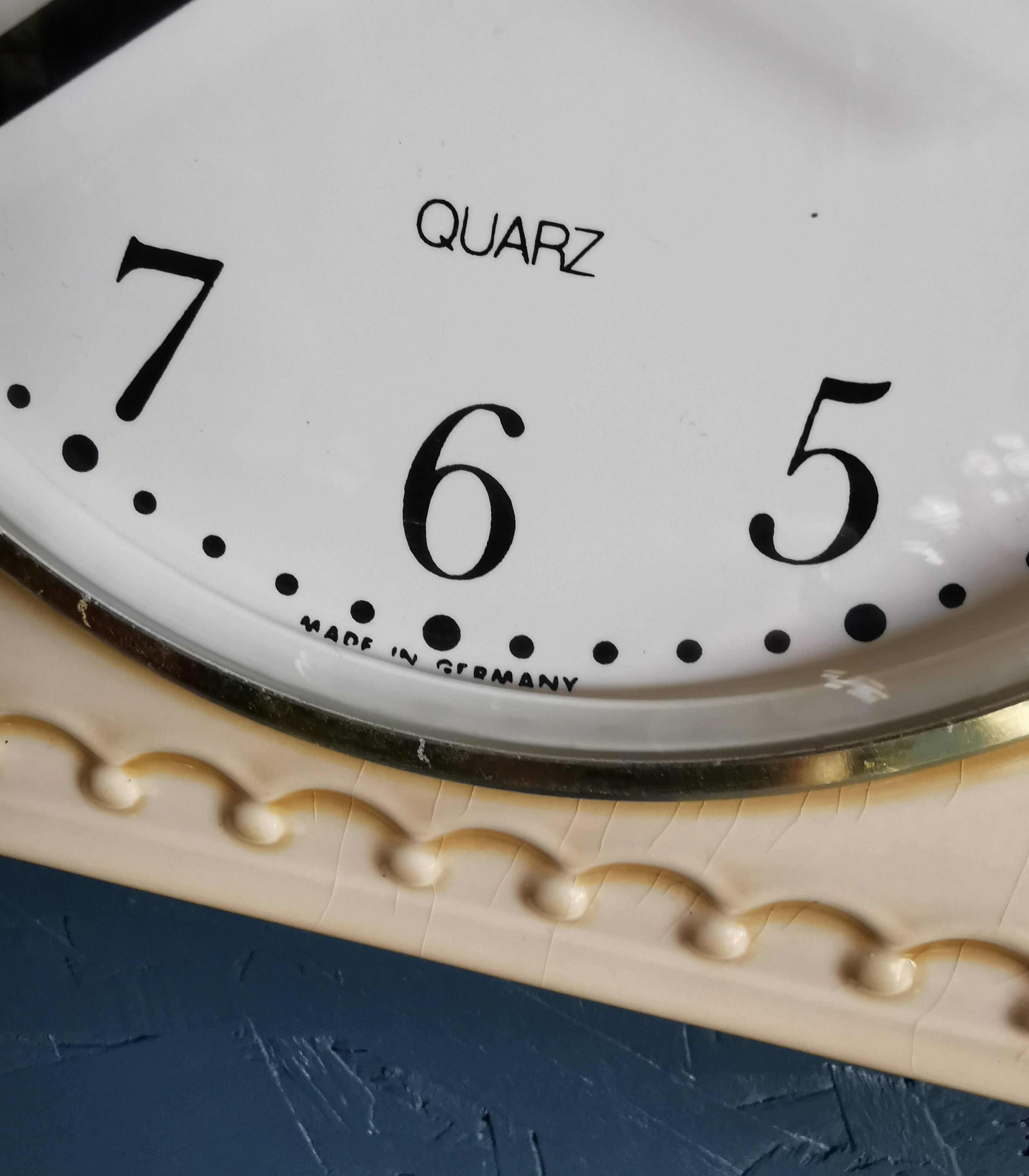 Vintage ceramic clock square silent wall clock "Quarz caramel"