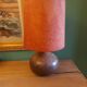 Ceramic (sandstone) lamp from the 50s, 60'S with silk lampshade