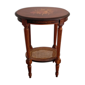 Inlaid wooden pedestal table and canning