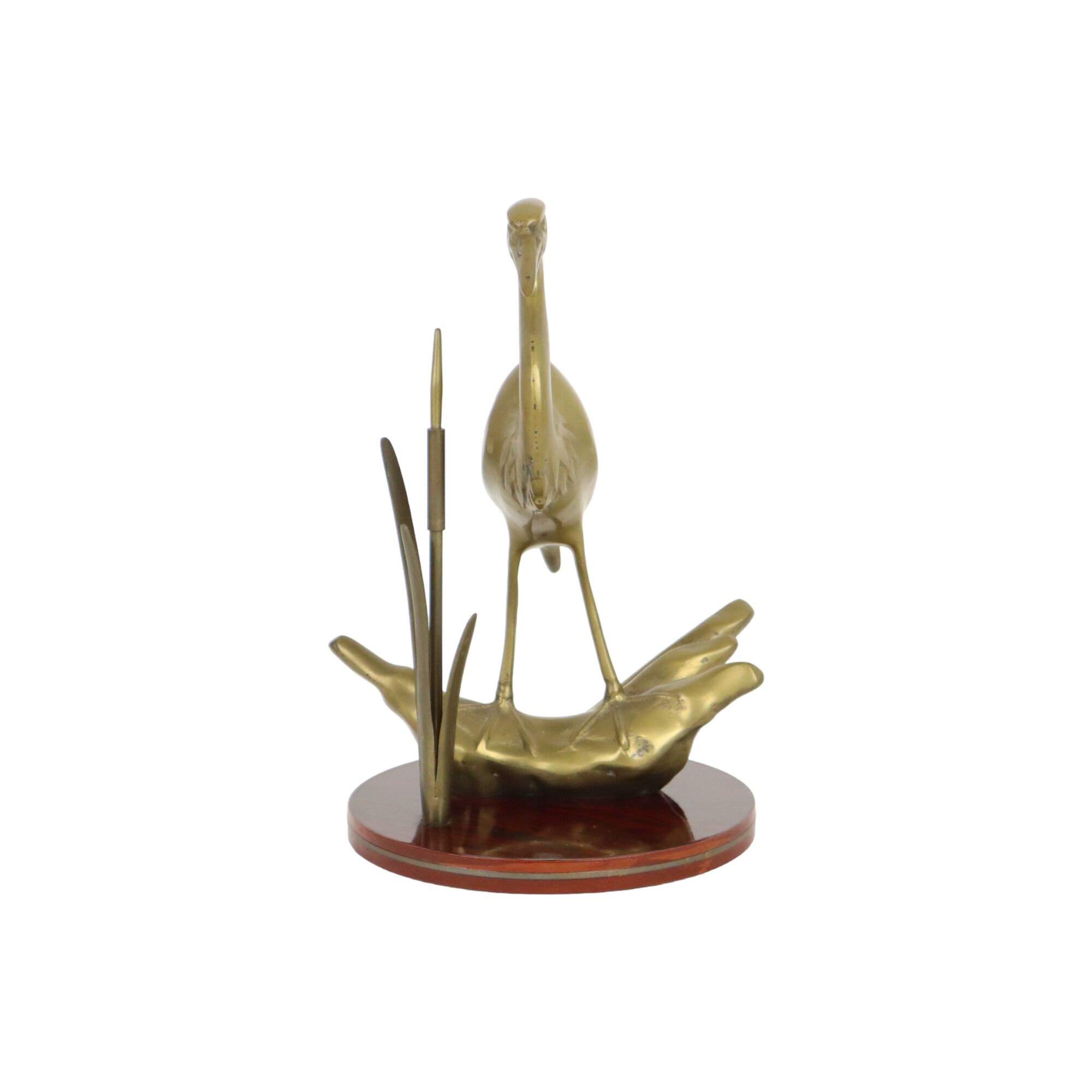 Vintage heron bird statue sculpture brass mid century 31cm