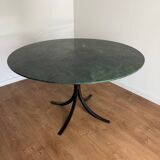 Round dining table – green marble & wrought iron