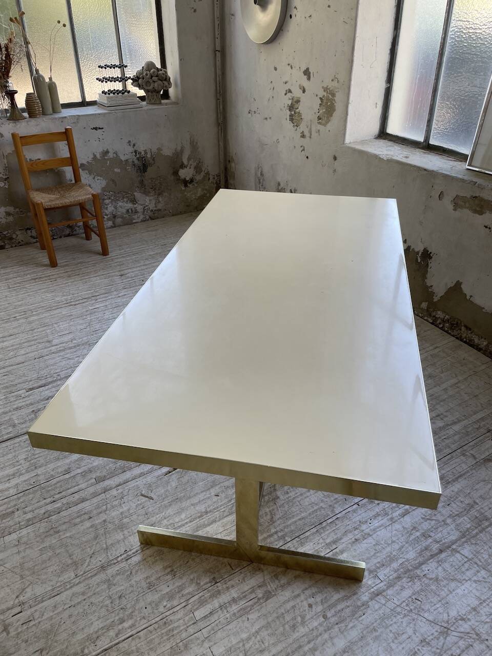 Brass table 1970 Italian lacquer