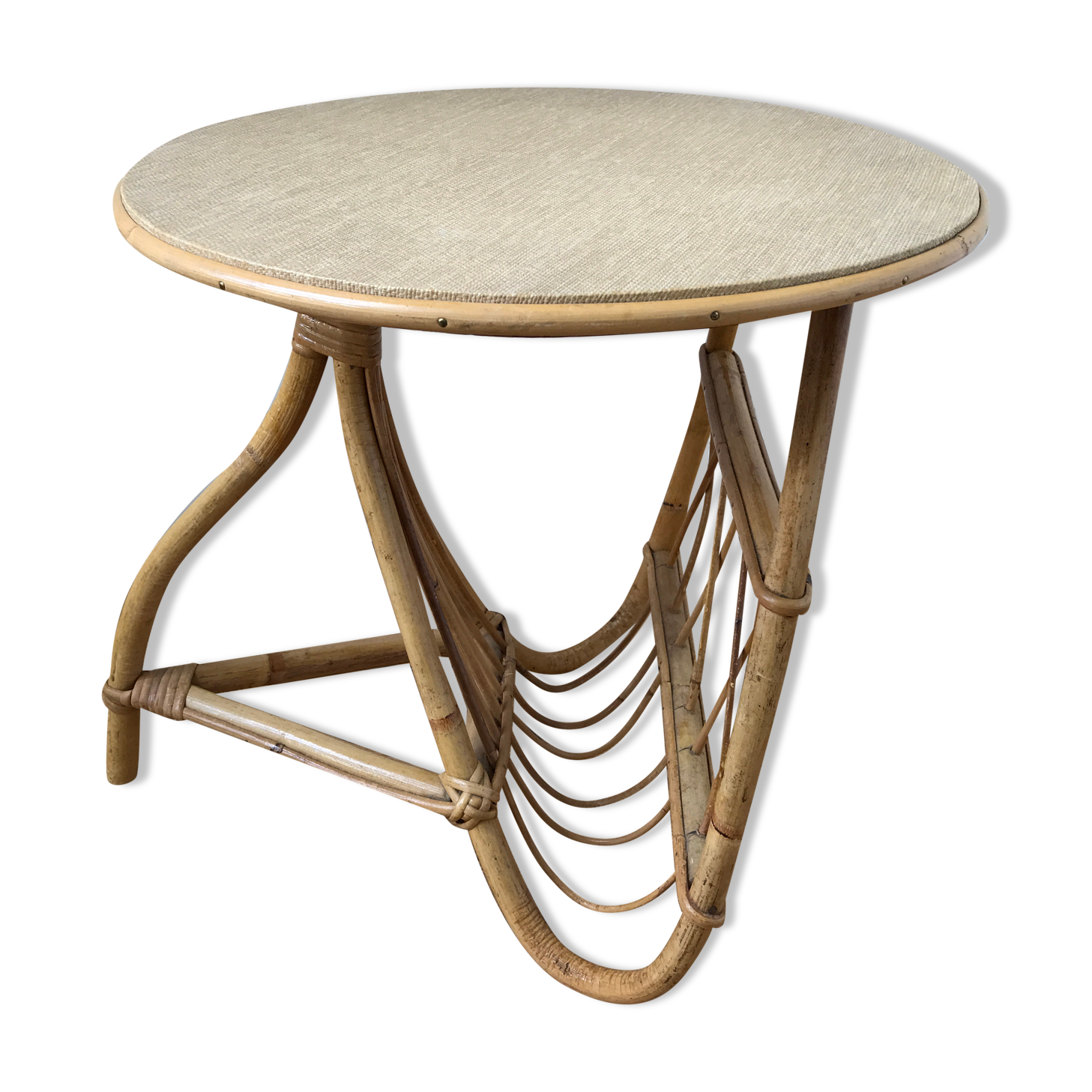 Rattan magazine holder side table