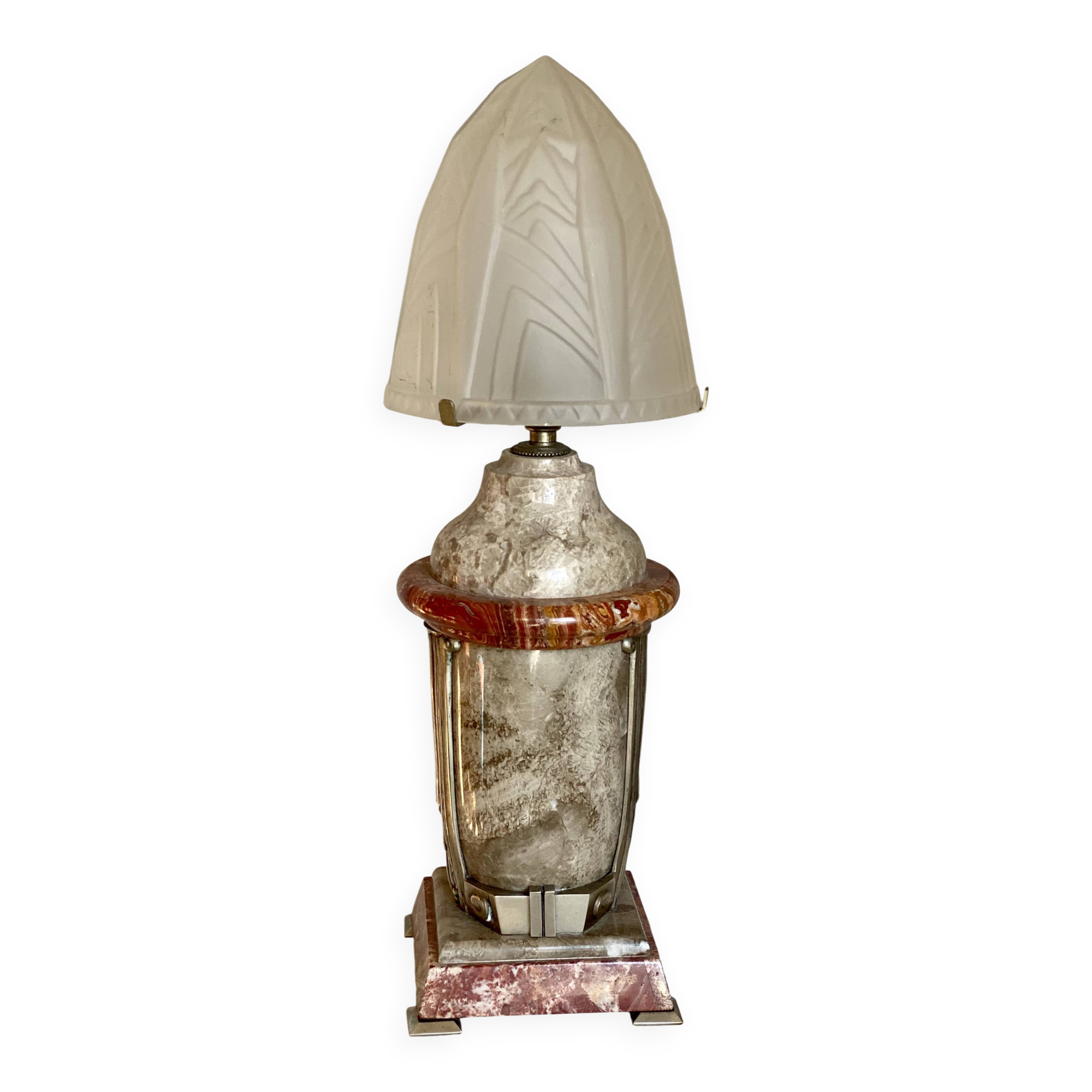 Art Deco marble and glass lamp, 1920s-30s