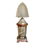 Art Deco marble and glass lamp, 1920s-30s