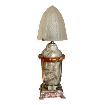 Art Deco marble and glass lamp, 1920s-30s