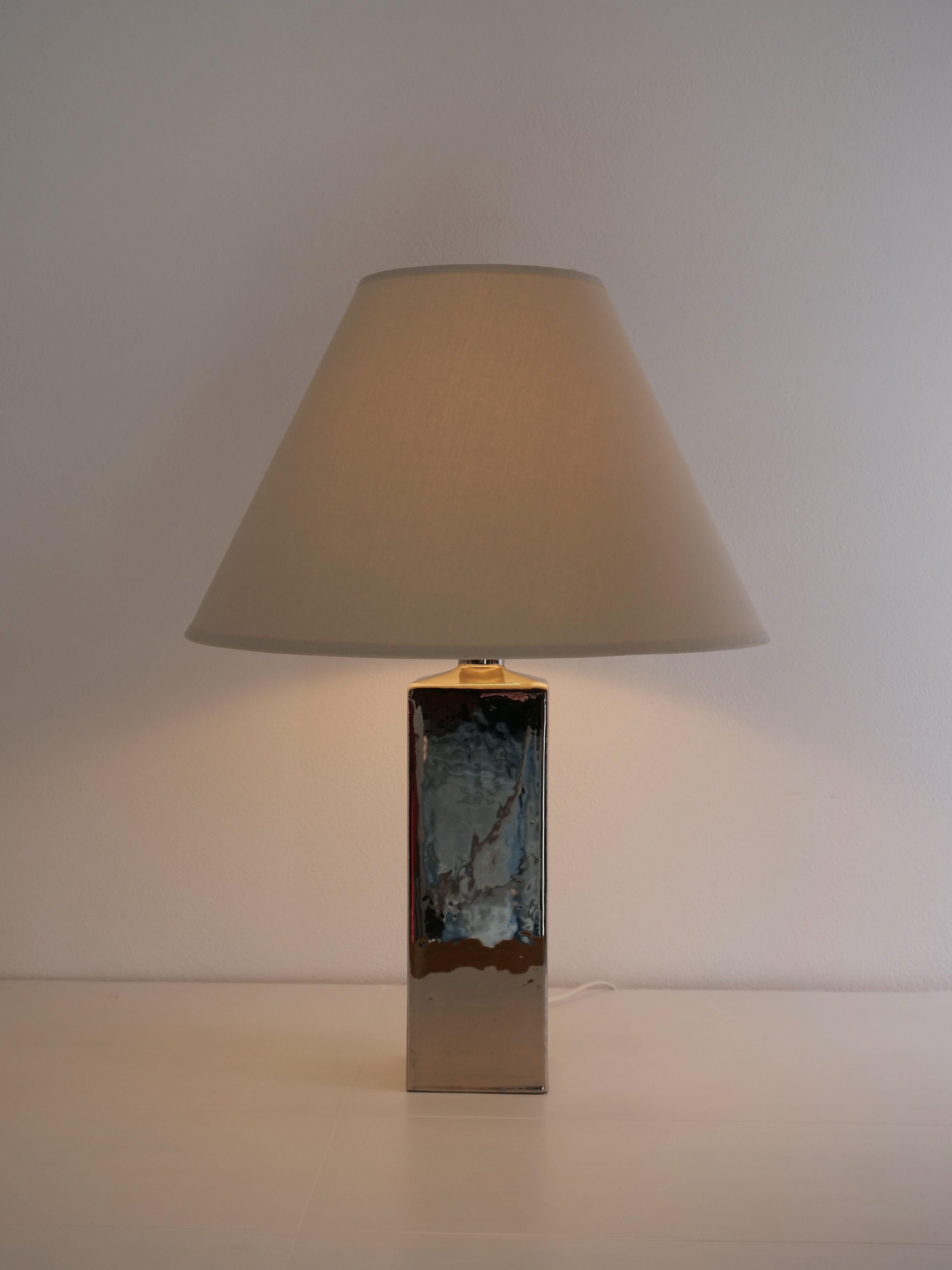 Italian design lamp in chrome ceramic