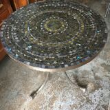 Gueridon fer forge et pierres fines labradorite