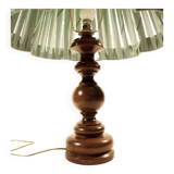 Large turned wooden base lamp