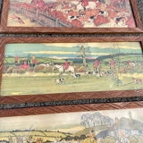 Lot 4 antique prints 1930 art deco signed Harry Eliott hunting scenes