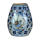 Vintage blue ceramic vase, bird decor