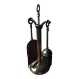 Small and discreet brass fireplace tool set.