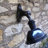 Antique cast iron and enamel wall lamp from the 1930s