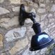 Antique cast iron and enamel wall lamp from the 1930s