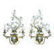 Large Italian gilt metal and crystal glass sconces from Banci Firenze, 1960s, set of 2