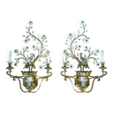 Grandes appliques en métal doré et en verre cristal italiennes de Banci Firenze, années 1960, ensemble de 2.