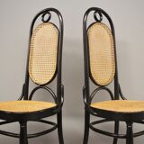 Chairs in curved beech and vienna straw, 1980s, set of 4