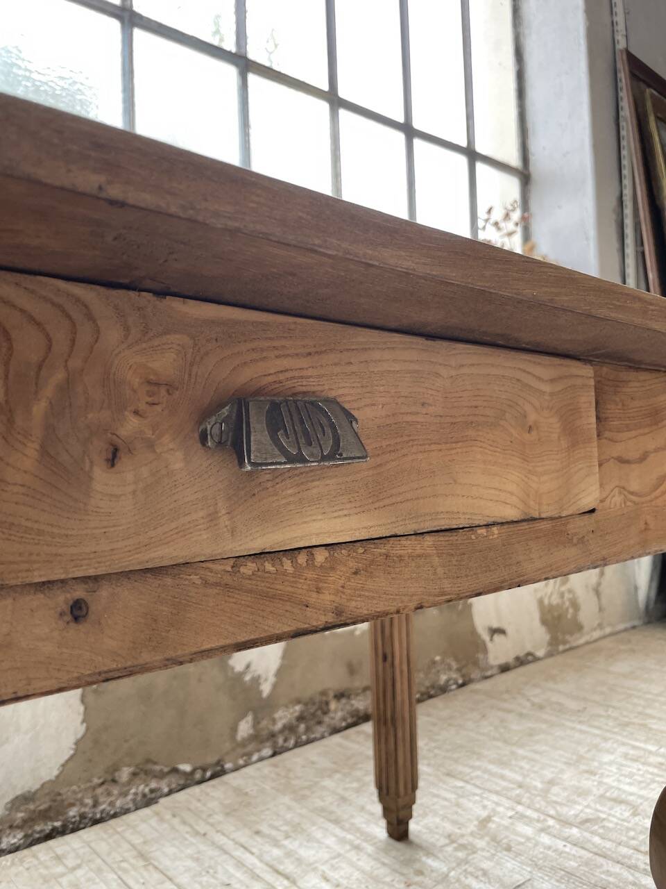 1950s oak butcher's farm table