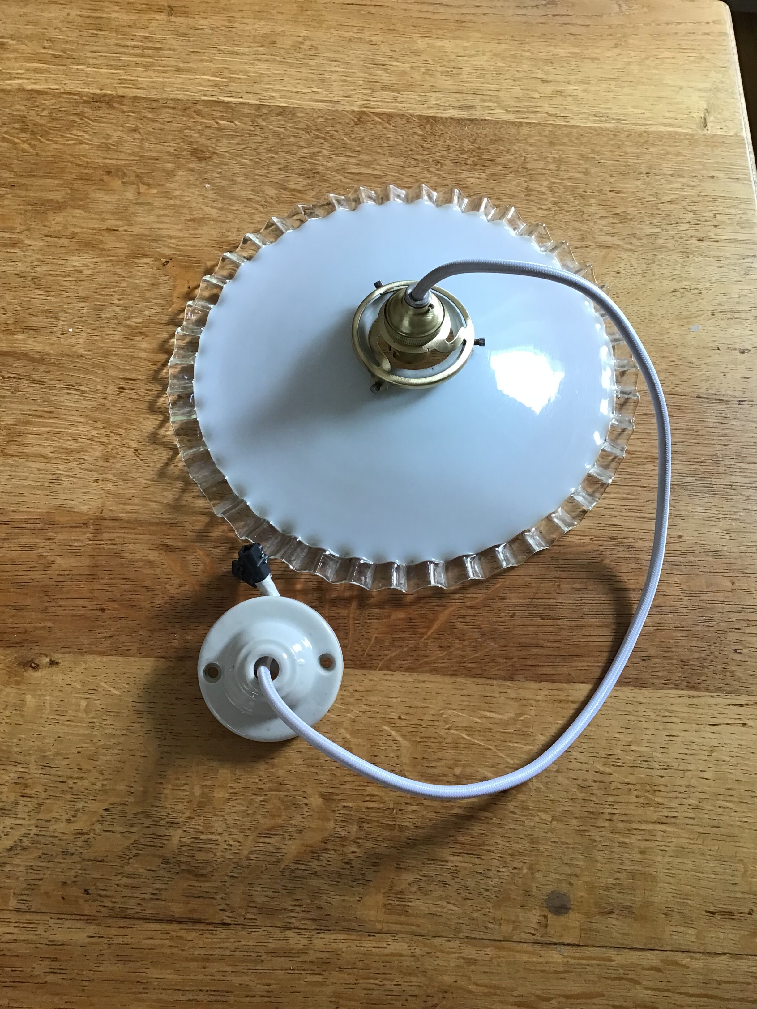 Vintage white opaline pendant lamp