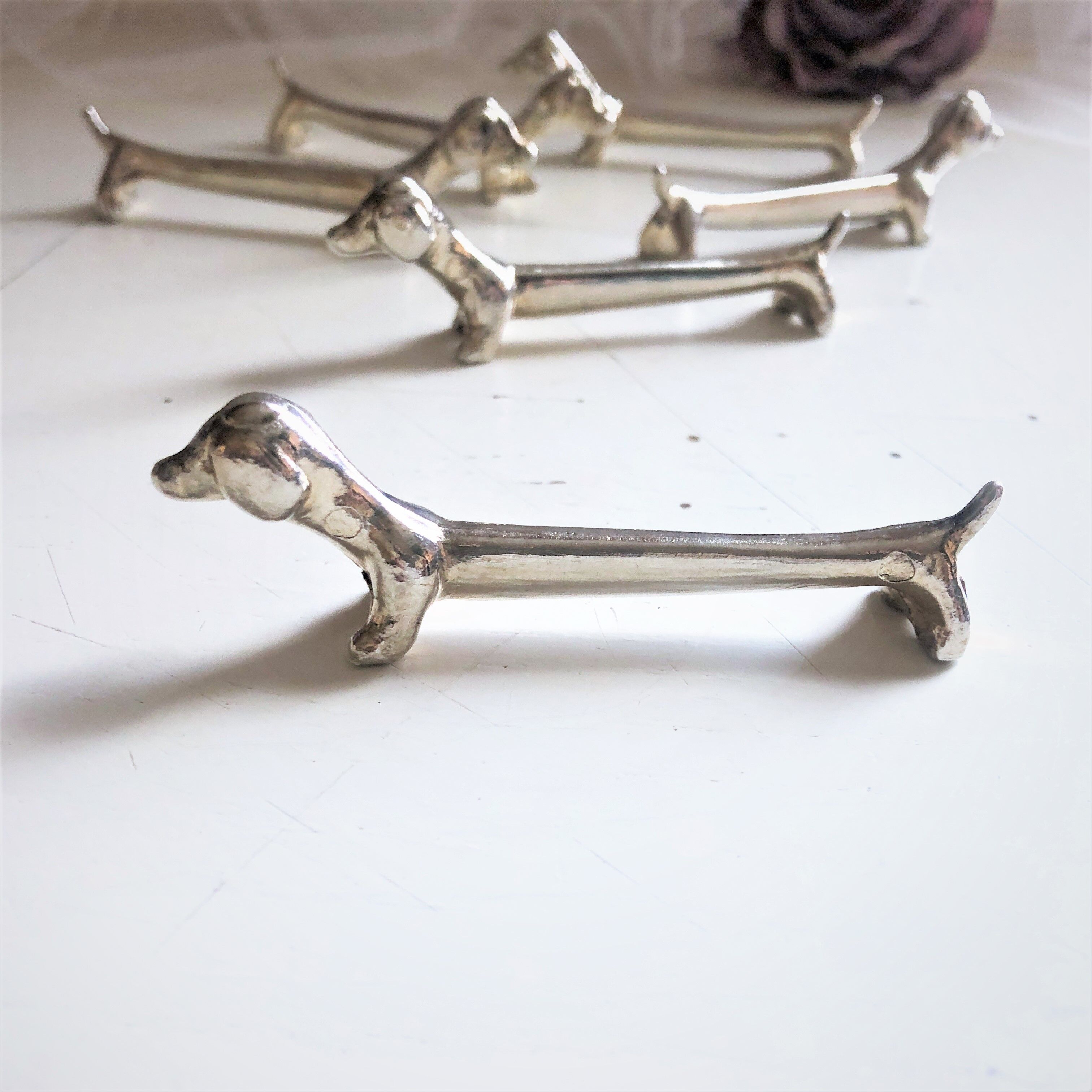 Lot de 6 porte-couteaux en métal argenté