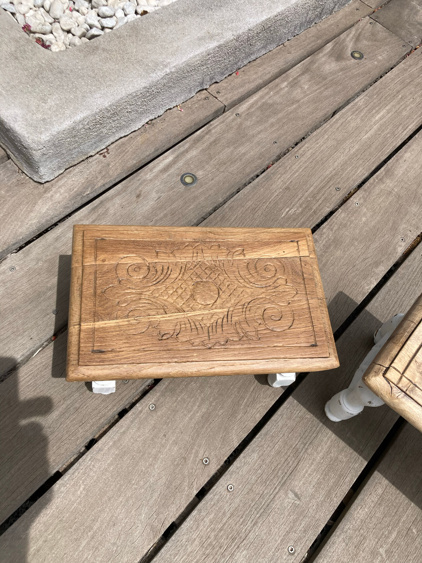 Lot de 2 petits tabourets relookes maison de campagne