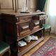 Henri II style console table with a red marble top.