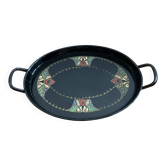 Art Deco black enameled serving tray with decoration