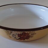 Egg dish in steel enamelled decorations Vintage