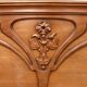 Double bed from the Art Nouveau period – Carved mahogany – Relief flowers