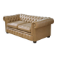 Beige leather Chesterfield sofa handmade in England.