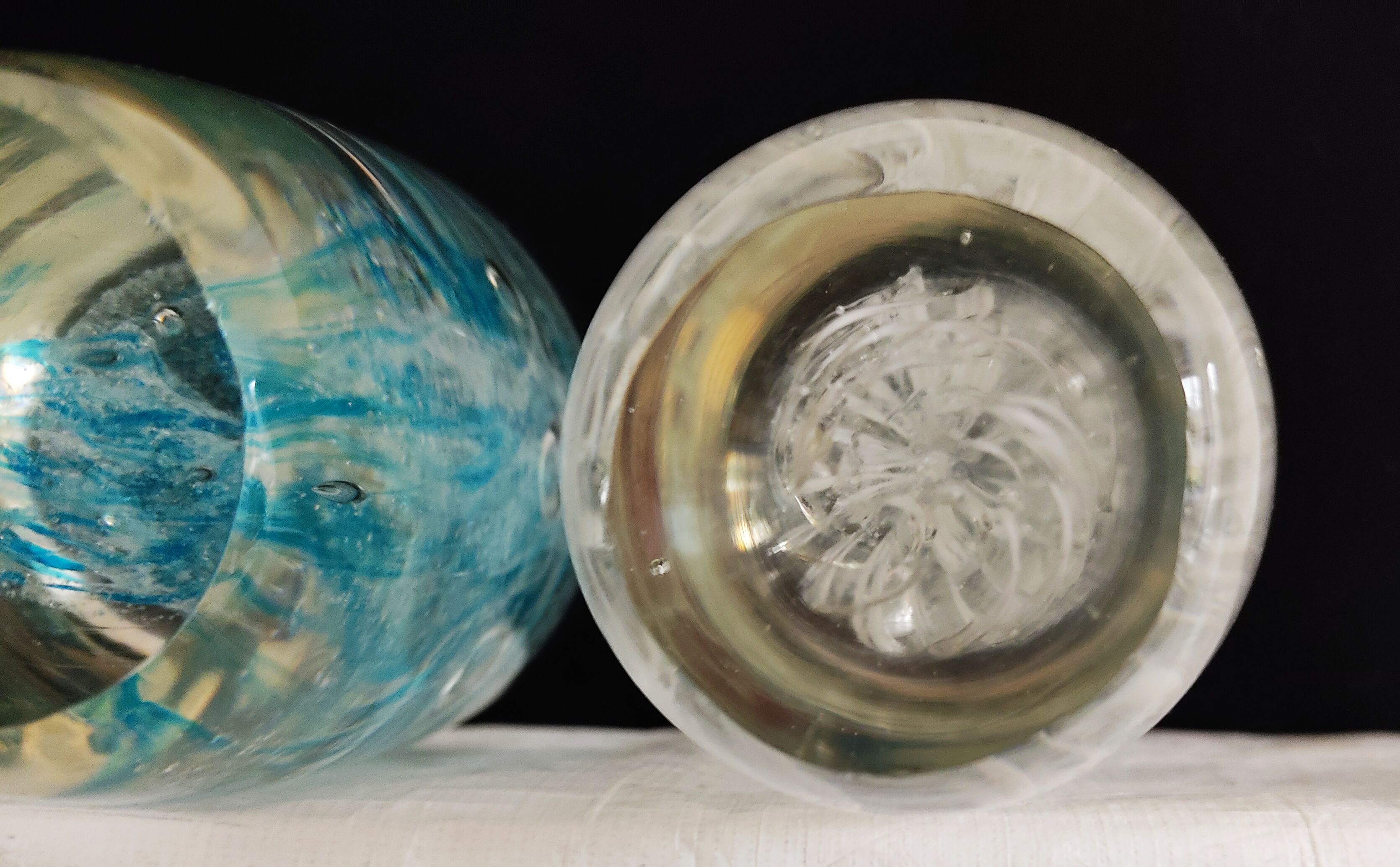 Set of two paperweights vintage jellyfish sulphide