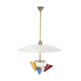 Italian brass and lacque metal chandelier from the 50