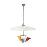 Italian brass and lacque metal chandelier from the 50