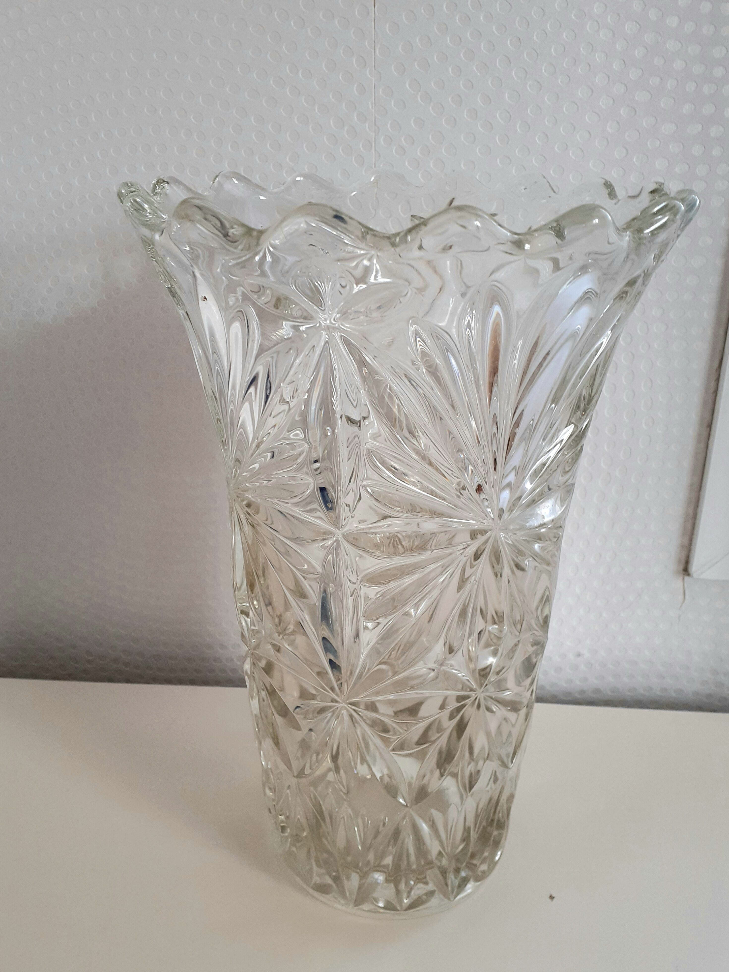 Carved crystal vase