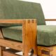 Pair of modernist style armchairs in pitch pine. 1960s.