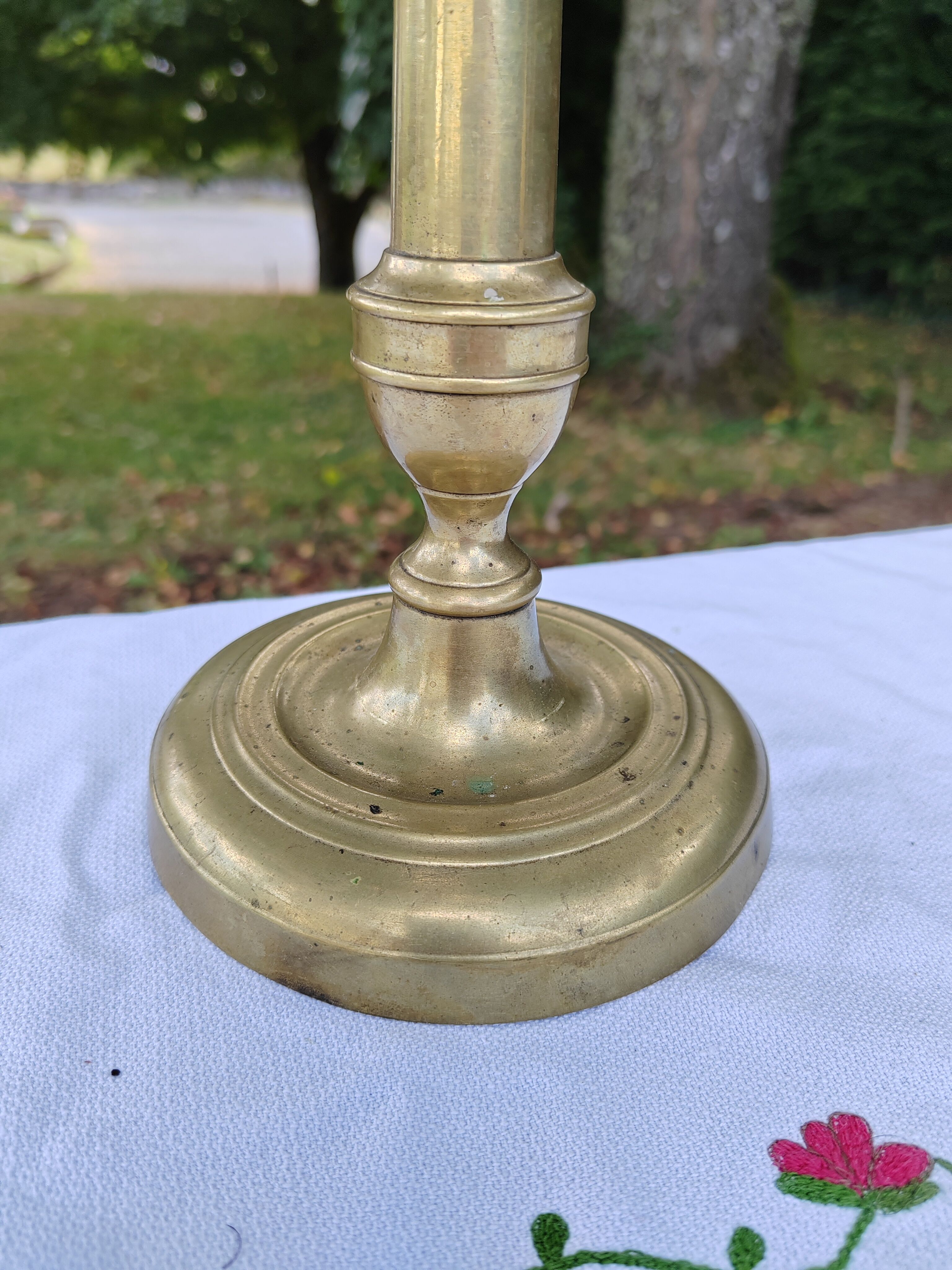 Golden brass candle holder